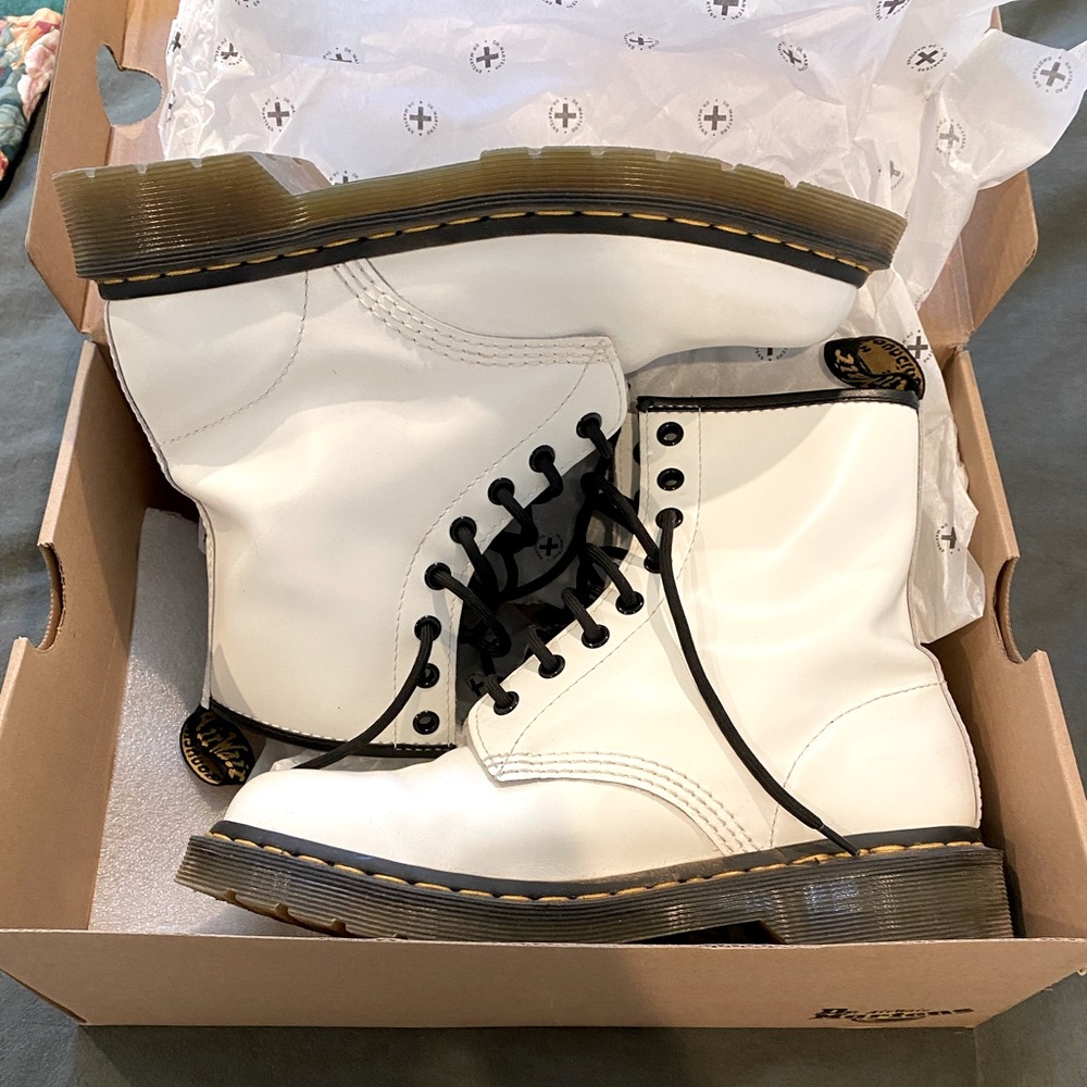Dr. Martens 1460 white leather boots